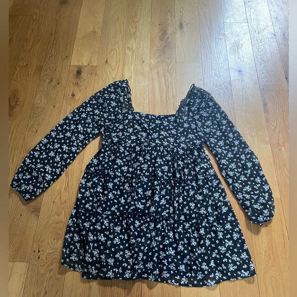 Black Floral Mini Dress